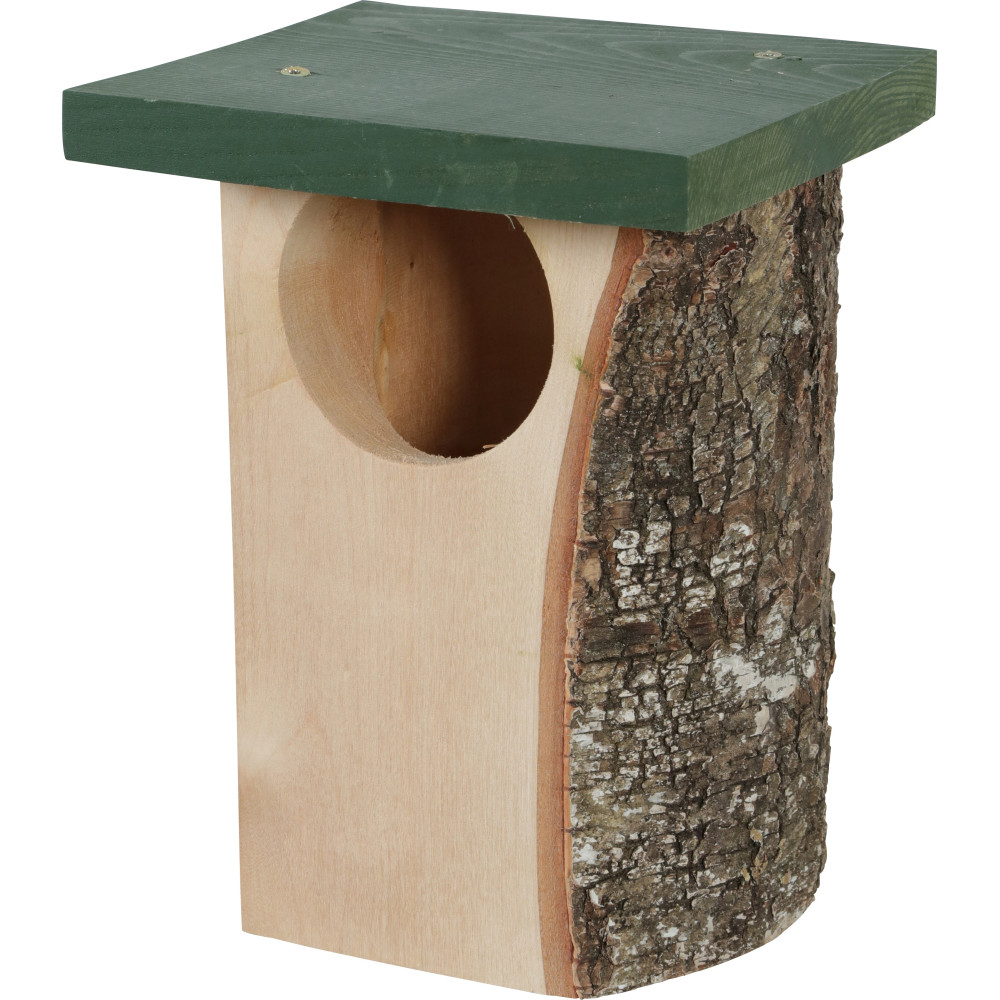 Nichoir en bois massif entrée ø 8 cm environ pour oiseaux rouge gorge