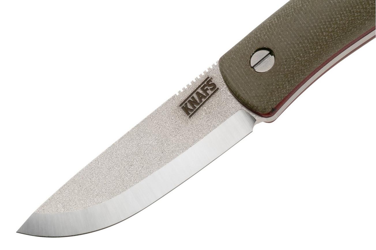 Knafs Lulu KNAFS-00231 Stonewashed CPM MagnaCut, Green Canvas Micarta, vaststaand mes