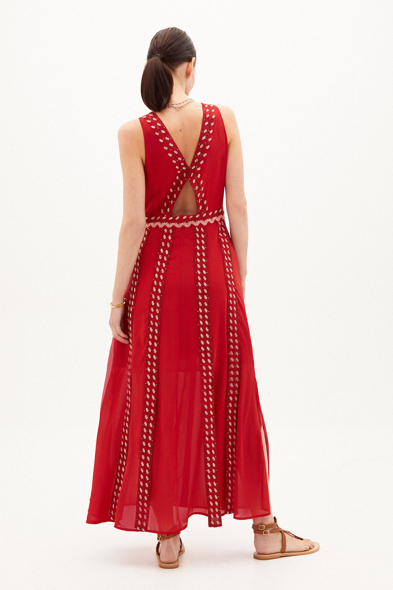 Nagore Vestido largo fluido - Rojo