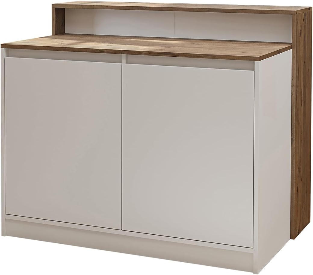 Kücheninsel Cortado – Küchentisch & Bartisch, BHT: 120 x 100 x 80 cm – Platzsparend & Modern für Küche & Esszimmer (Weiß-Eiche)