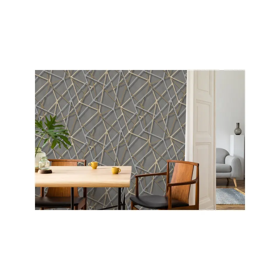 Dutch Wallcoverings - Galactik framework beige/goud - 0,53x10,05m