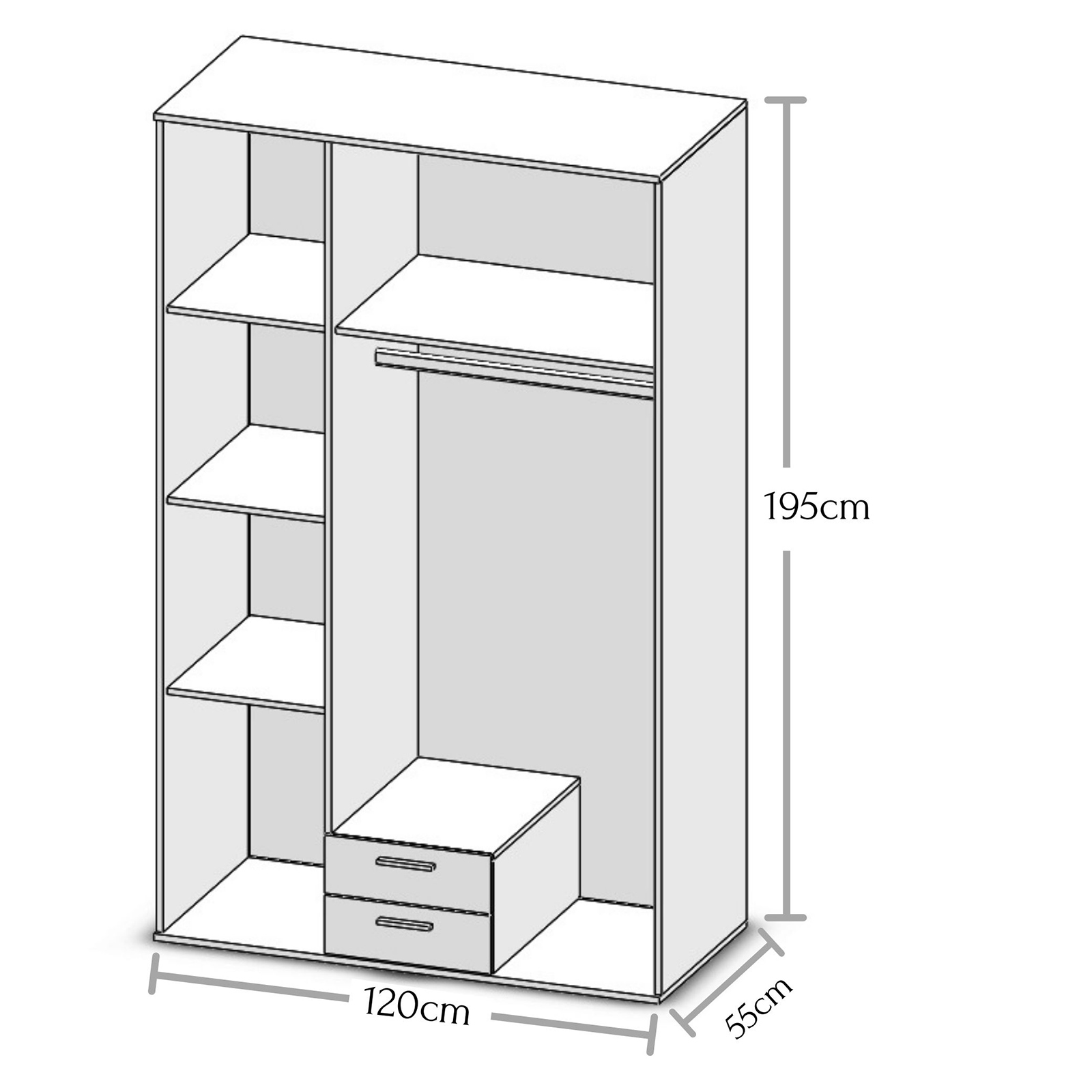Drehtürenschrank - Sonoma Eiche - Spiegel - 195 cm