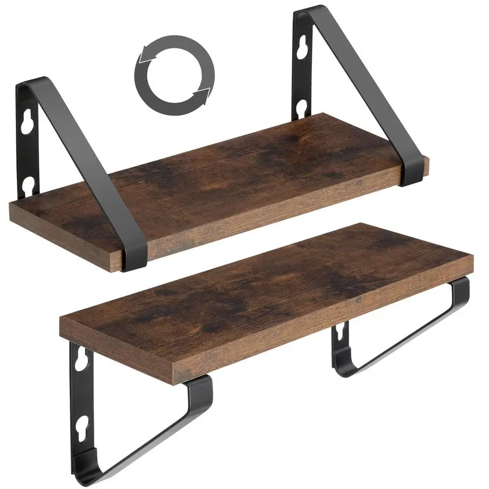 tectake 3 wandplanken Cowell, Industrieel Hout Donker, Rustiek
