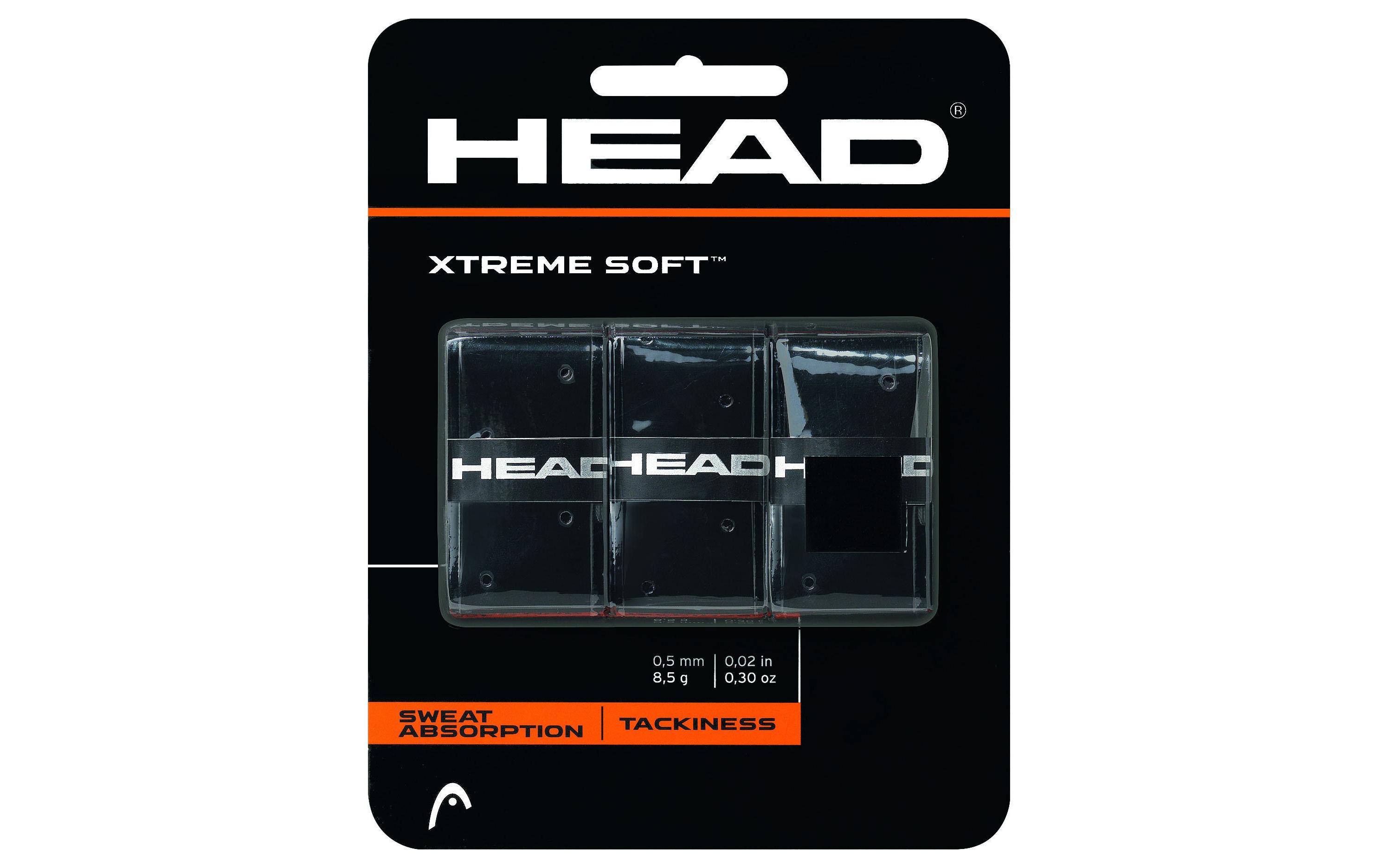 Grip Tape Tennis Overgrip Xtremesoft SchwarzGriffband, 3er-Pack