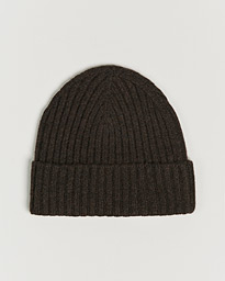 Amanda Christensen Rib Knitted Cashmere Cap Brown Melange