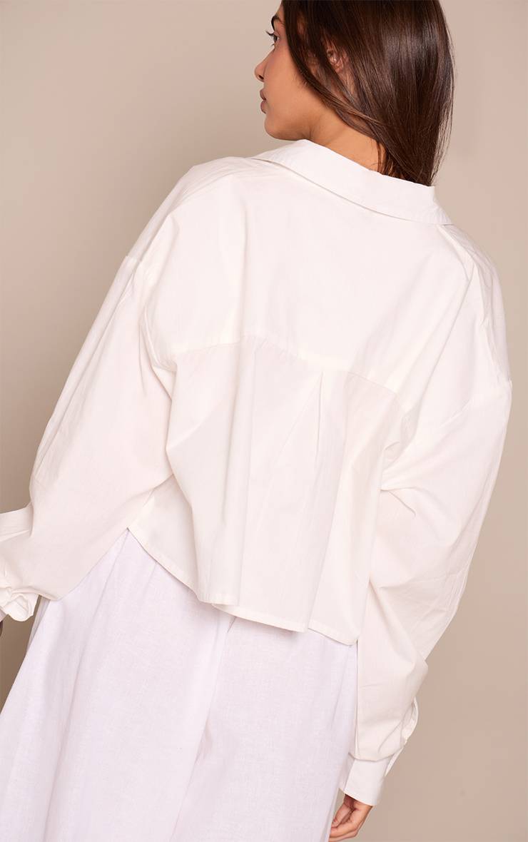 Blanc Chemise Courte Ample En Coton