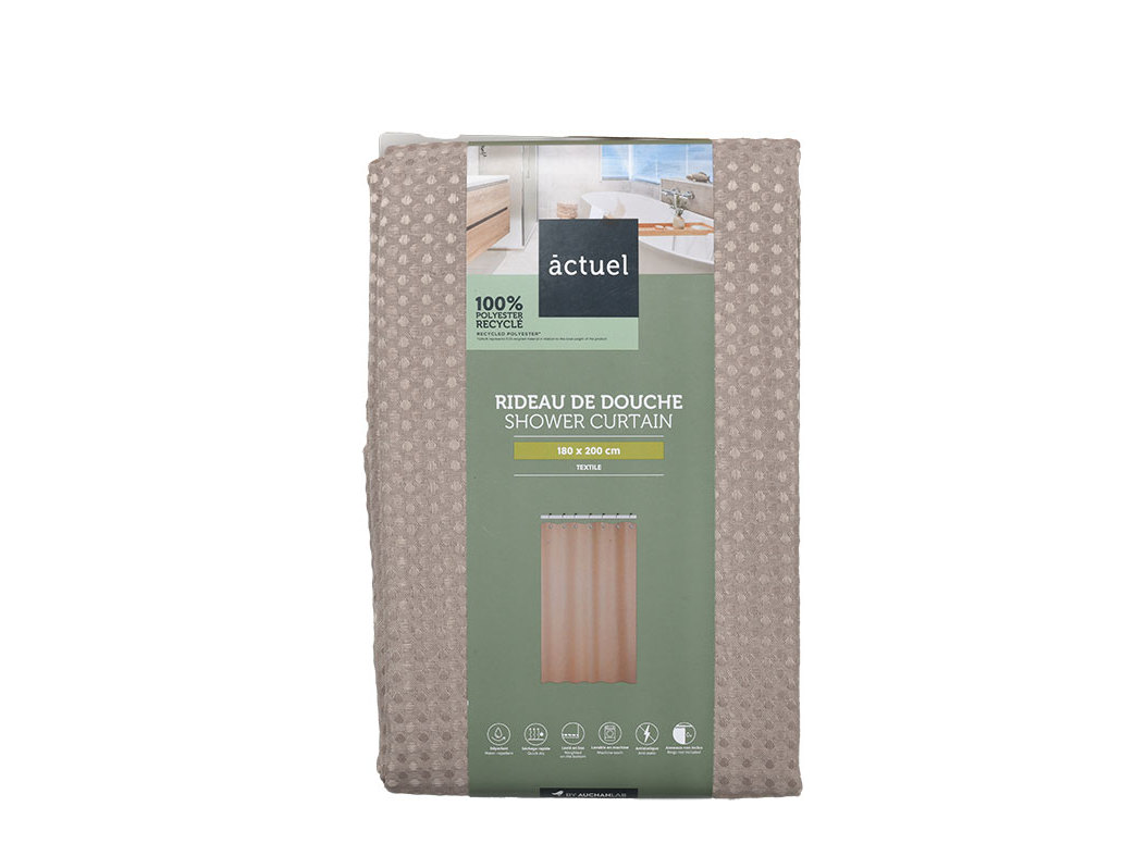 CORTINA DUCHE POLIESTER RECICLADO ACTUEL TAUPE 180X200CM