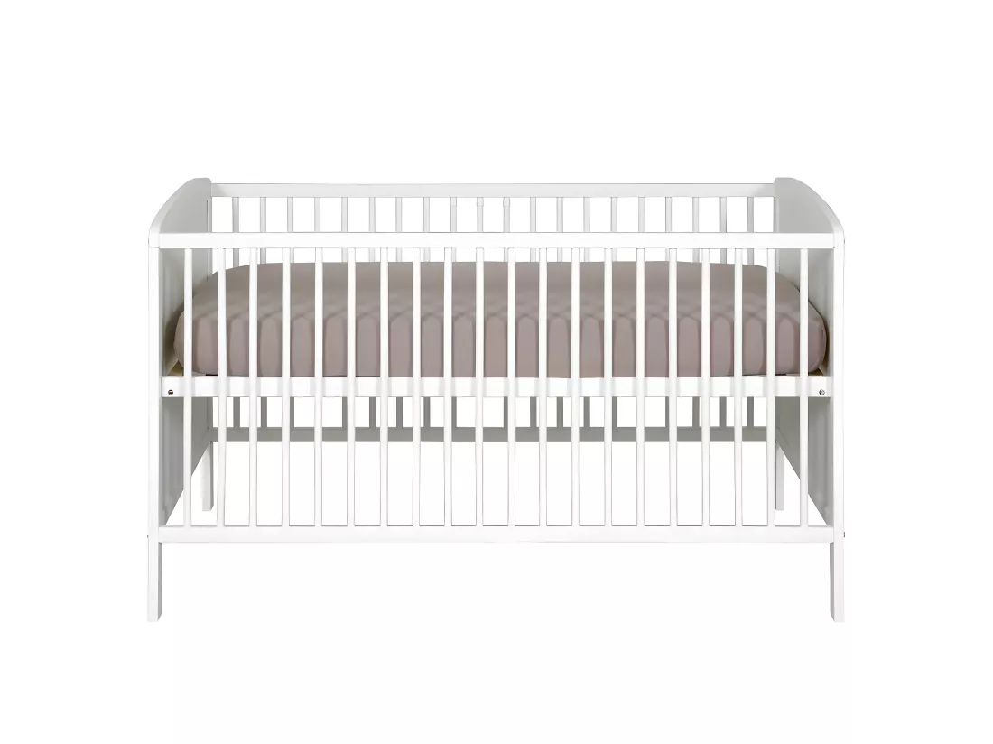 Lit bébé à barreaux 70x140 cm bois massif blanc FLOCON