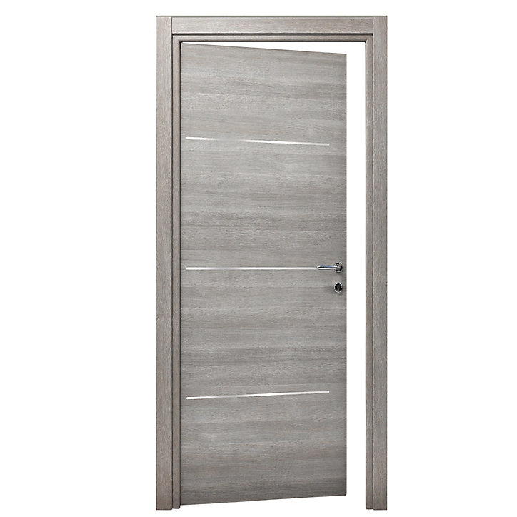 Bloc-porte Triaconta gris clair H.204 x l.83 cm, poussant gauche