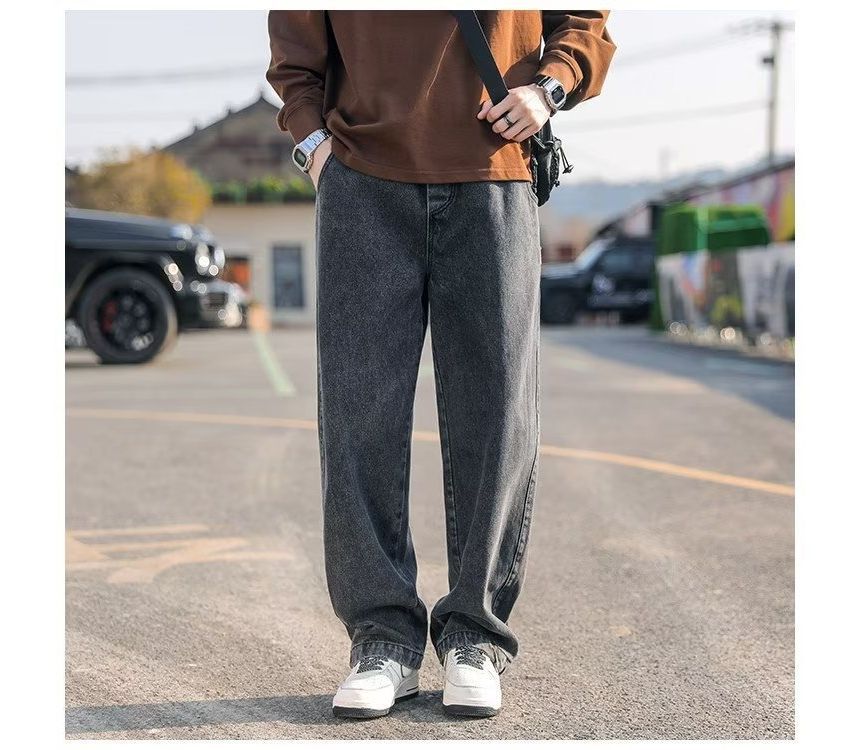 Urtishia - Mid Rise Washed Loose Fit Jeans