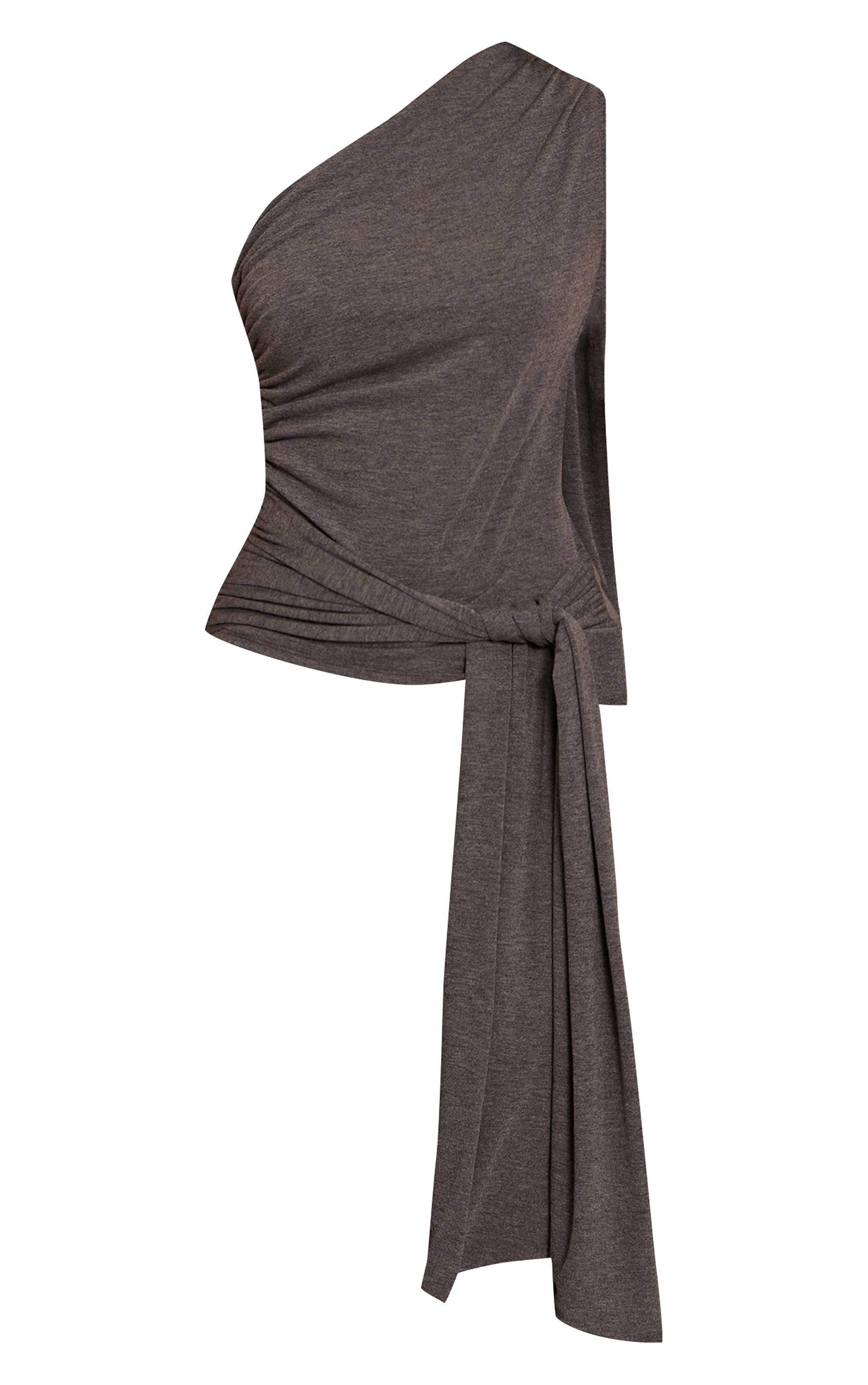 Charbon Haut Asymétrique Drapé Avec Détail De Lien À Nouer