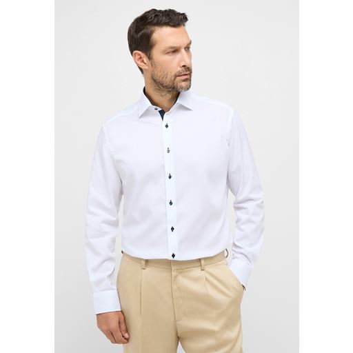 Eterna Langærmet Modern Fit Skjorte, Hvid, 44