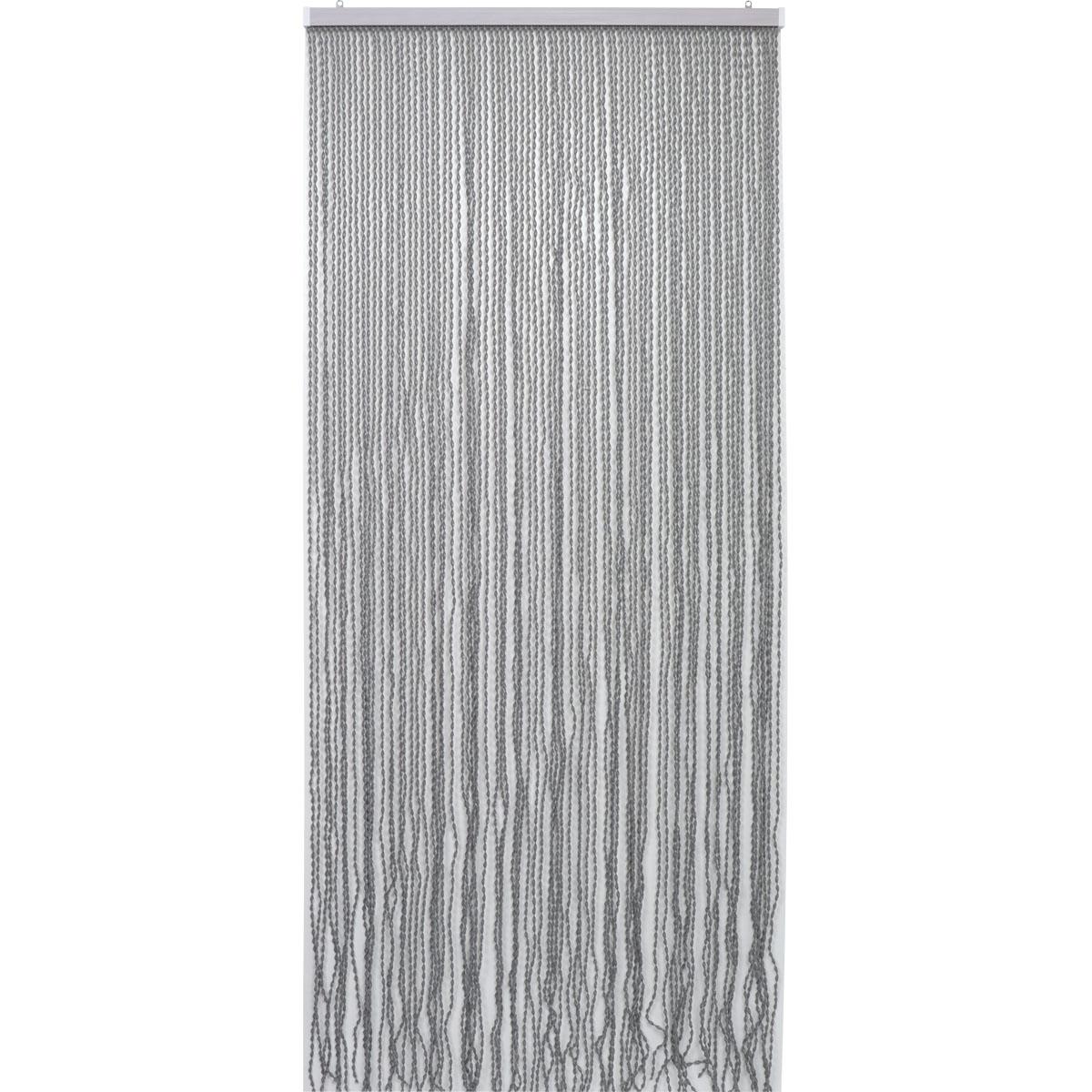 RIDEAU PORTE LANIERES TORSADES 90X210CM GRIS