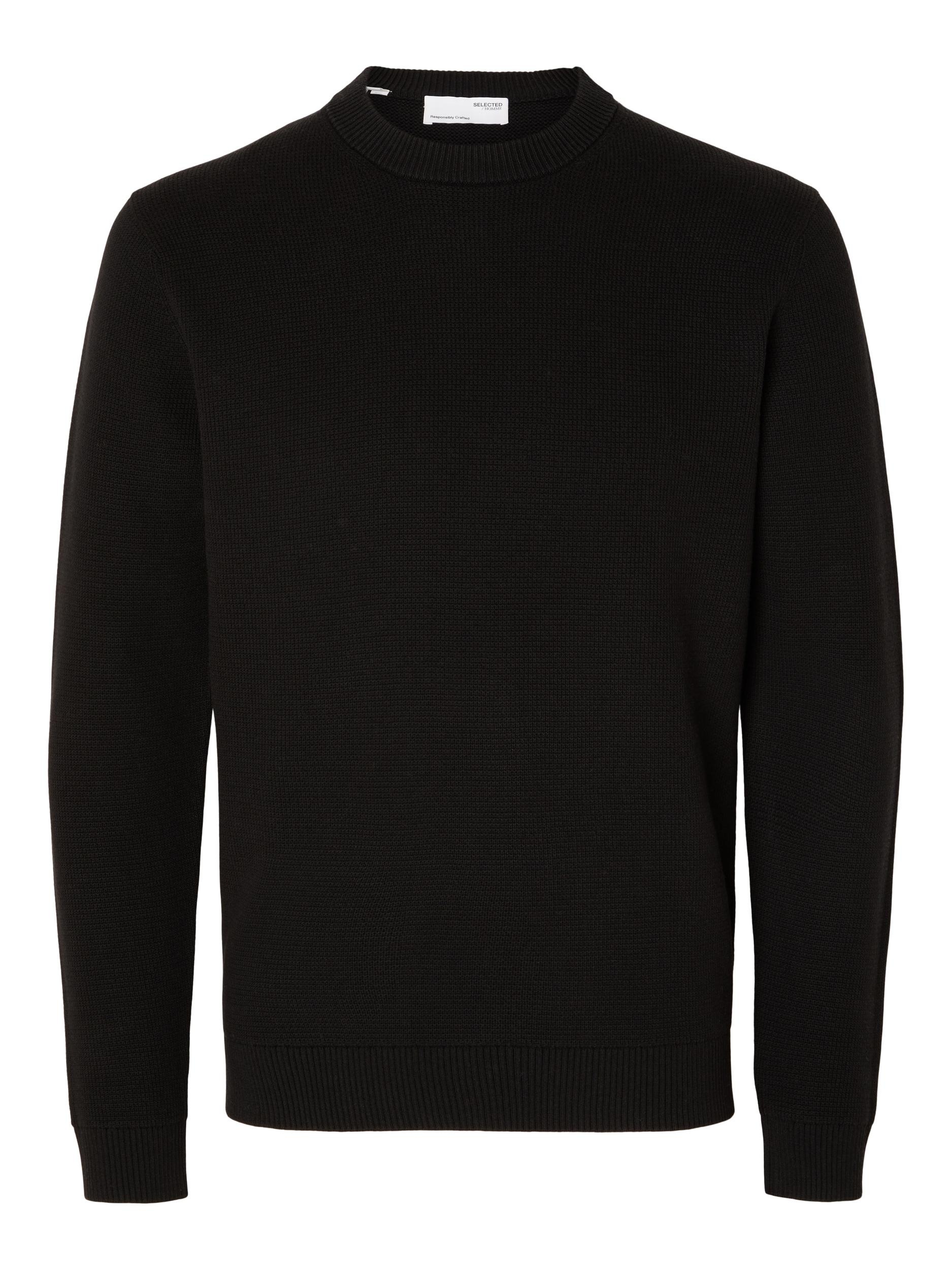 SELECTED Rundhalspullover »SLHDANE LS KNIT STRUCTURE CREW NECK NOOS« Baumwolle, regular fit