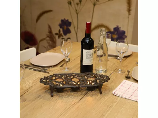 Chauffe plat en fonte marron 34.5 x 17 x 5 cm