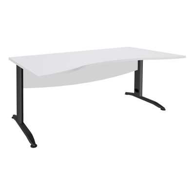 Bureau double vague symétrique IDRA - L180 cm - Pieds anthracite - plateau Blanc perle