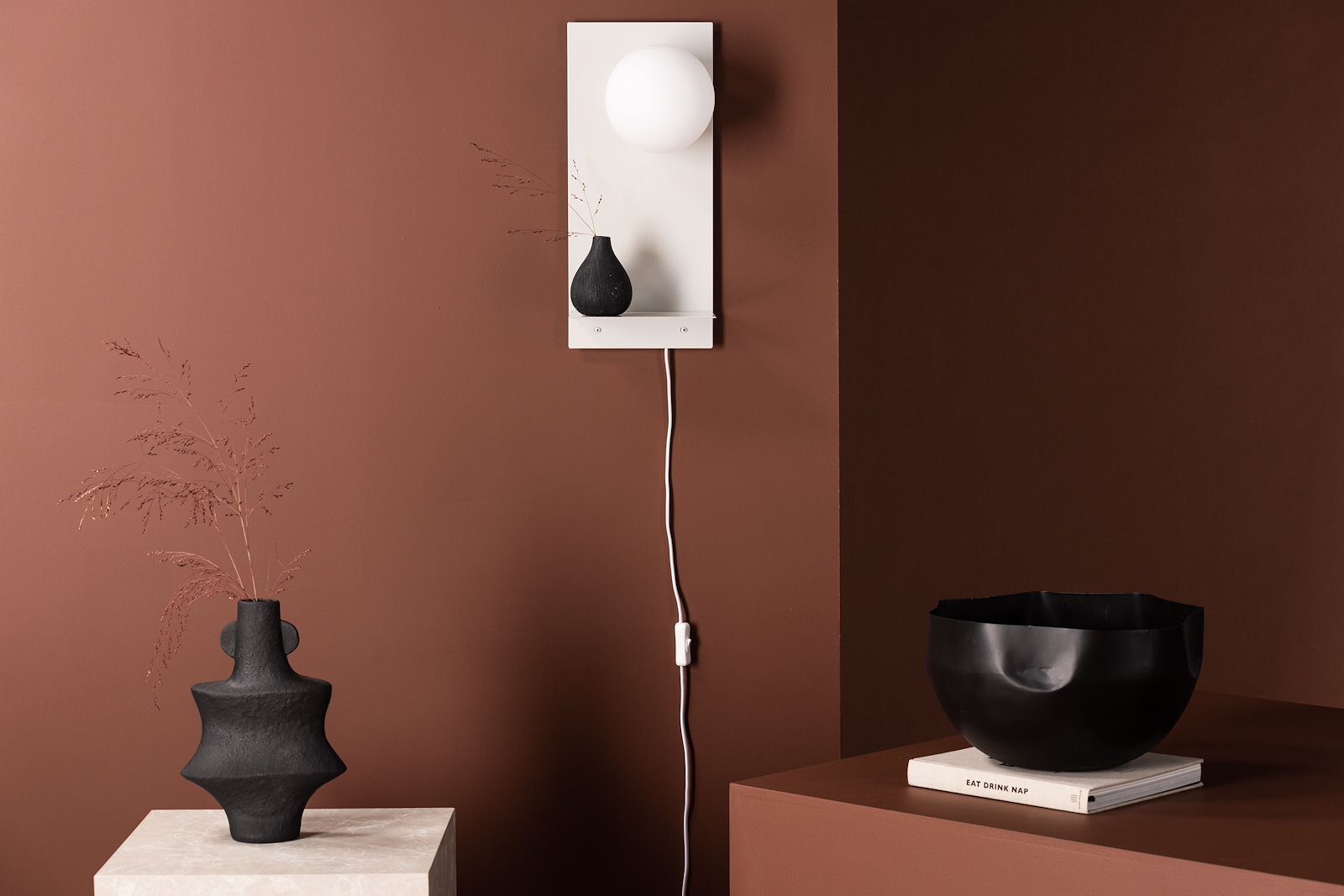 Troyes vegglampe Hvit/hvitt glass