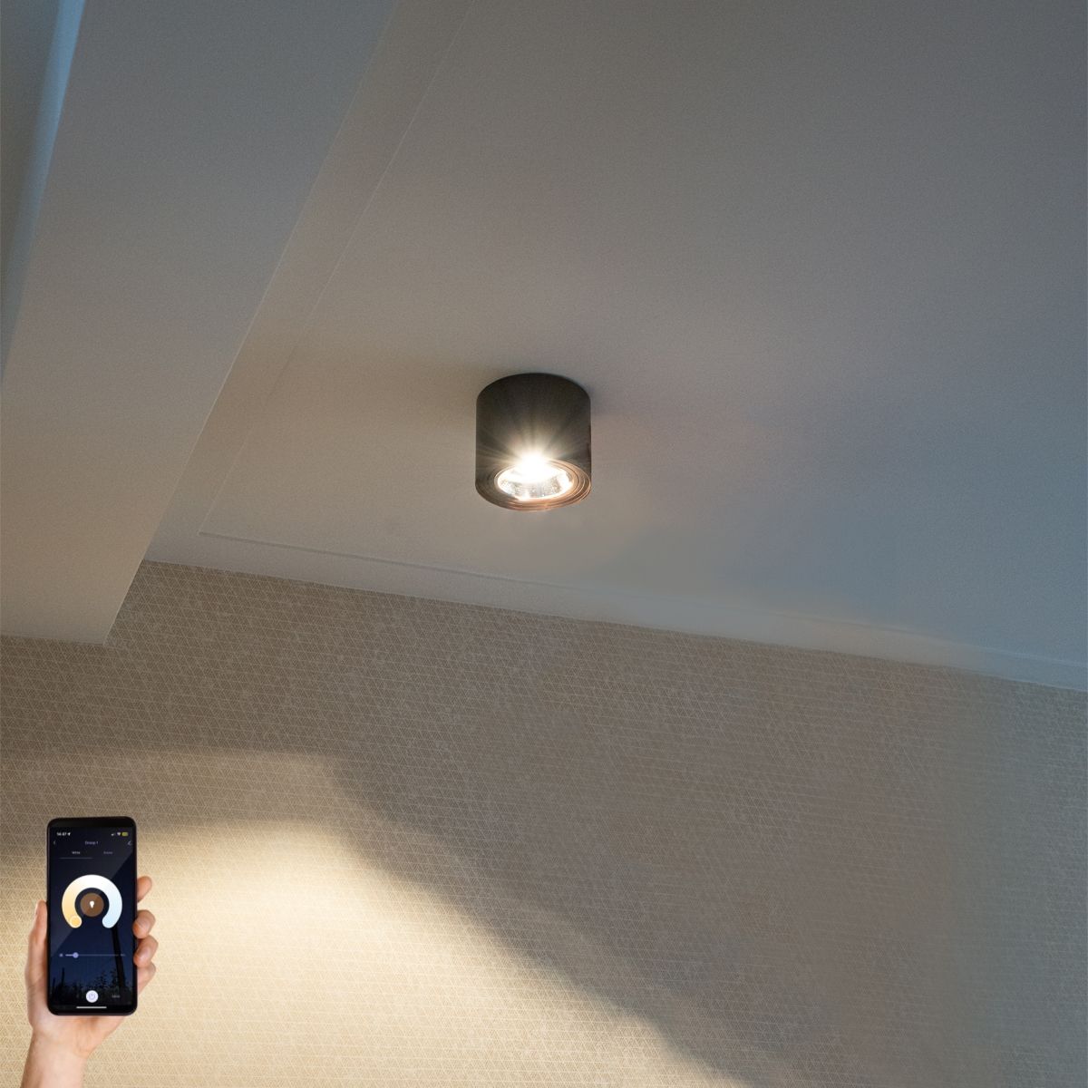 Smart plafondspot zwart draai- en kantelbaar incl. Wifi GU10 111mm - Rondoo Up
