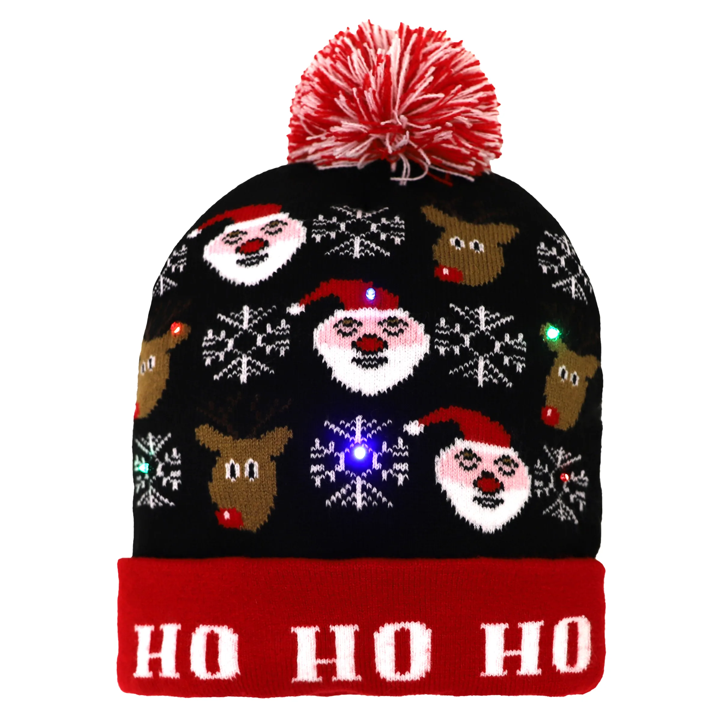 Mütze im weihnachtlichen Stil mit Bommel