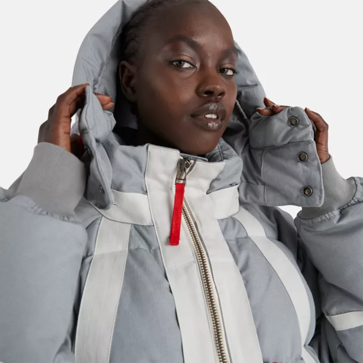 Jaqueta puffer Timberland x Raeburn na cor cinza