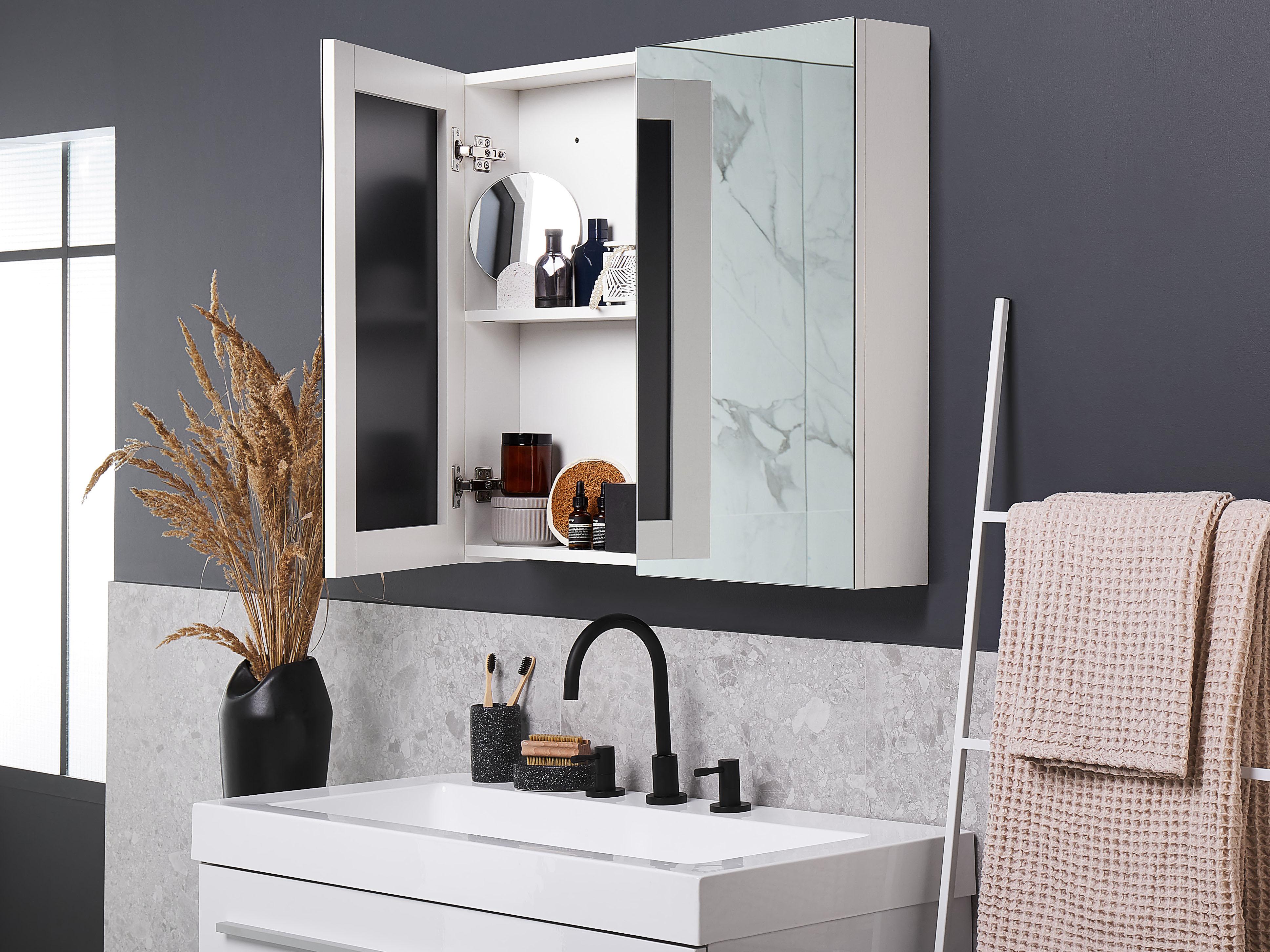 Badkamer wandkast met spiegel NAVARRA 80 cm 70 cm Wit