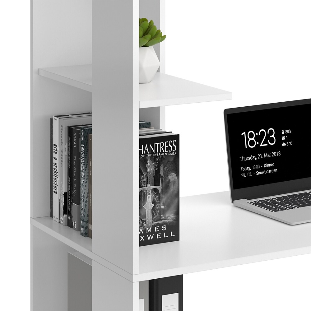 Vicco Schreibtisch Tower Weiß 122 x 55 cm mit 4 Fächern