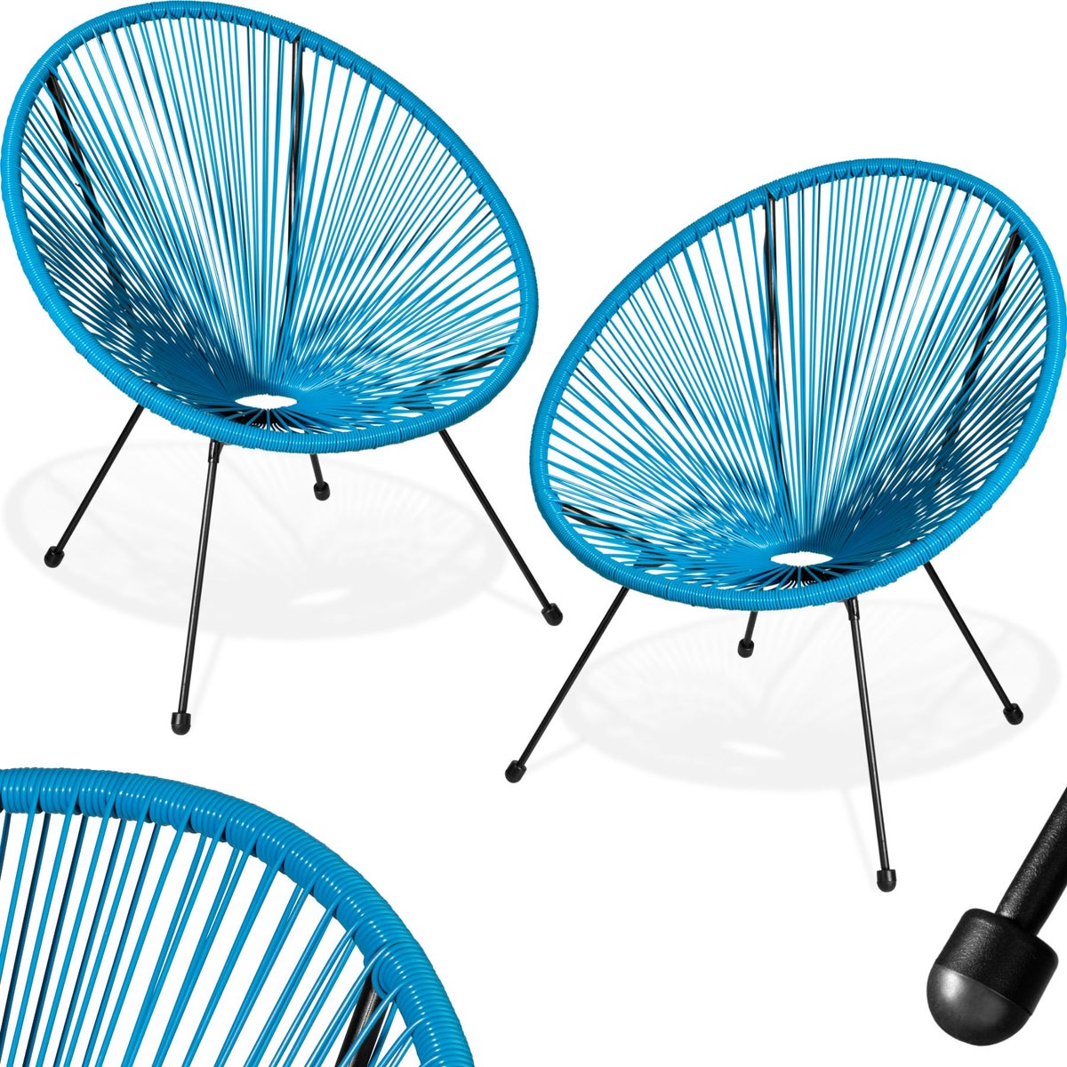 Set van 2 tuinstoelen tectake Santana, retrodesign in Acapulco-stijl, draagvermogen 120 kg, 70,5 x 69 x 78 cm