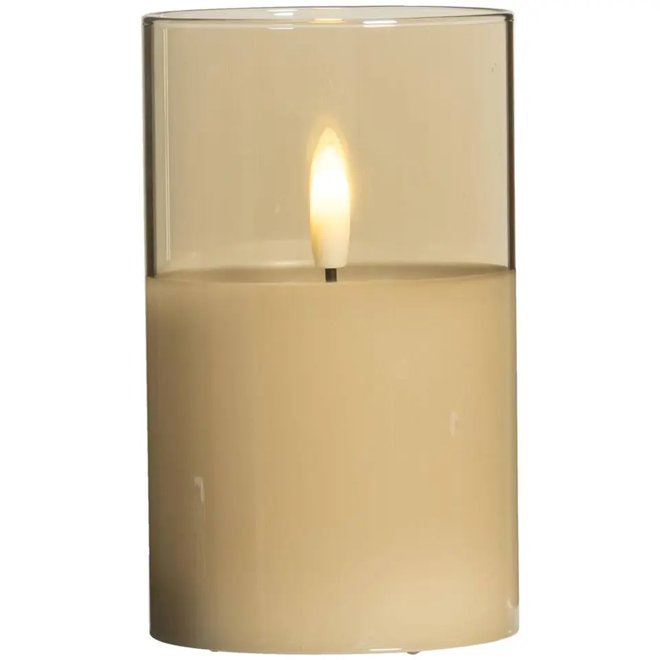 Led kaars in glas - goudkleurig - 12,5xØ7,5 cm