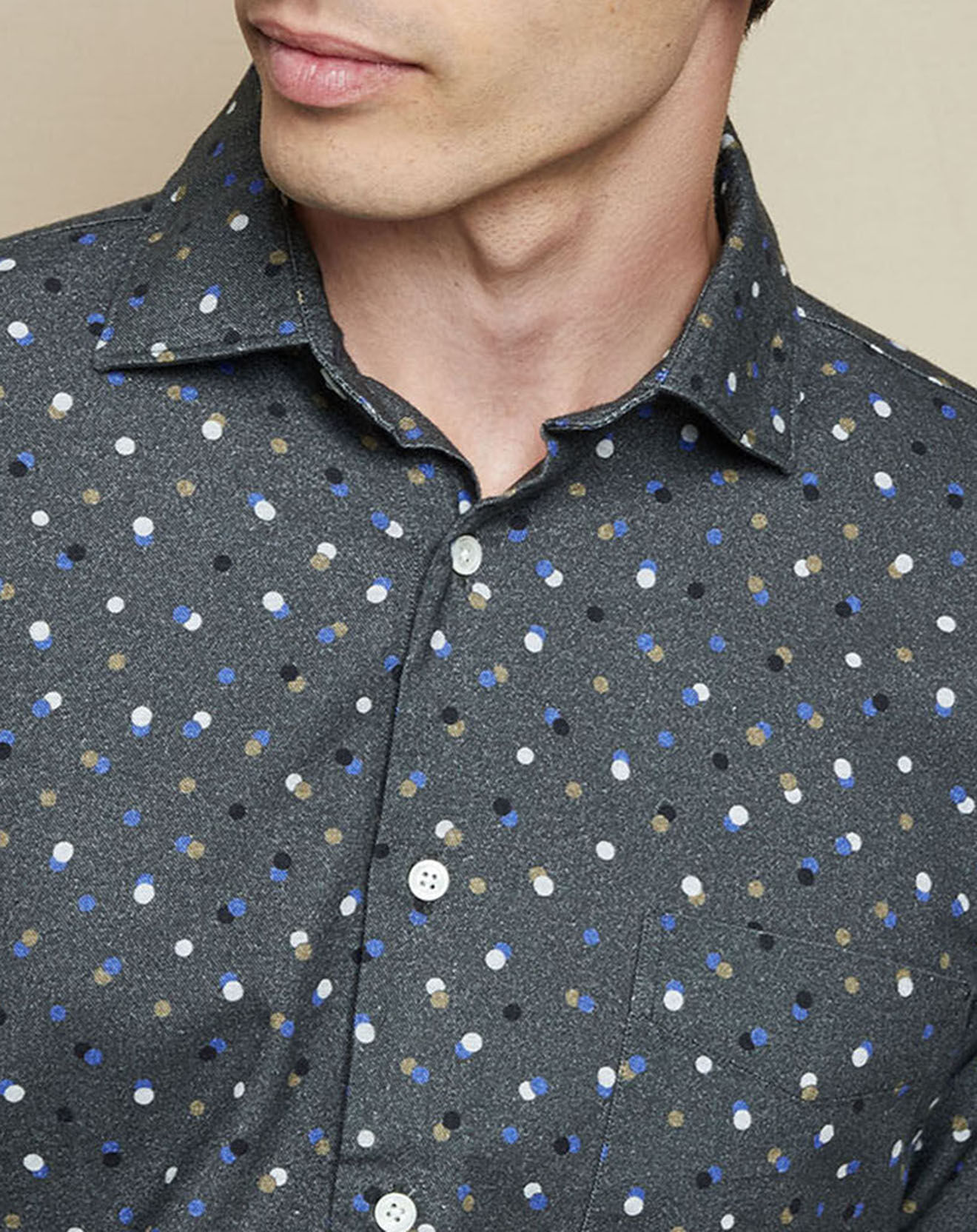Hartford Chemise Regular Penn à pois gris/blanc/beige/bleu