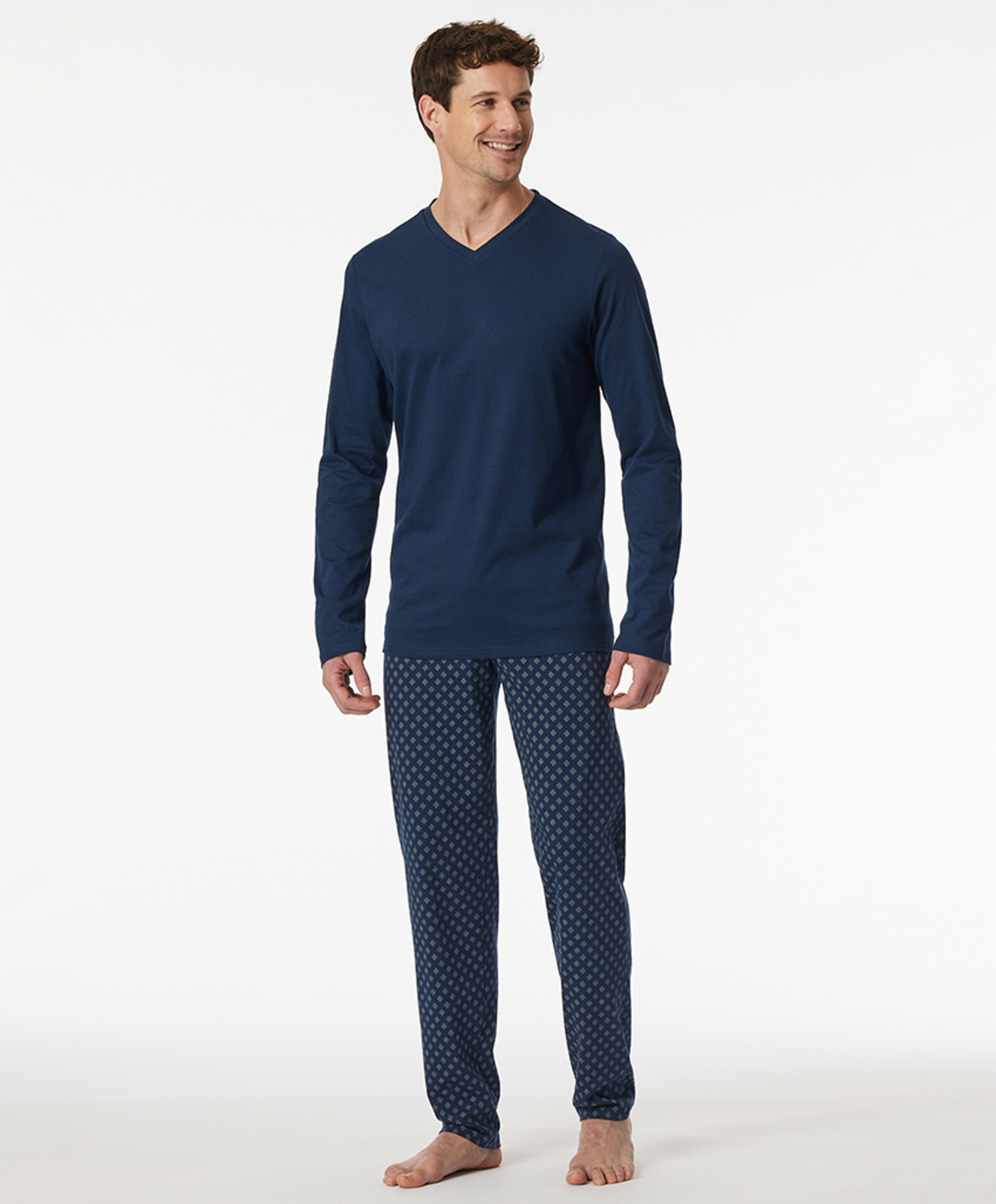 Schiesser Heren pyjamaset blauw