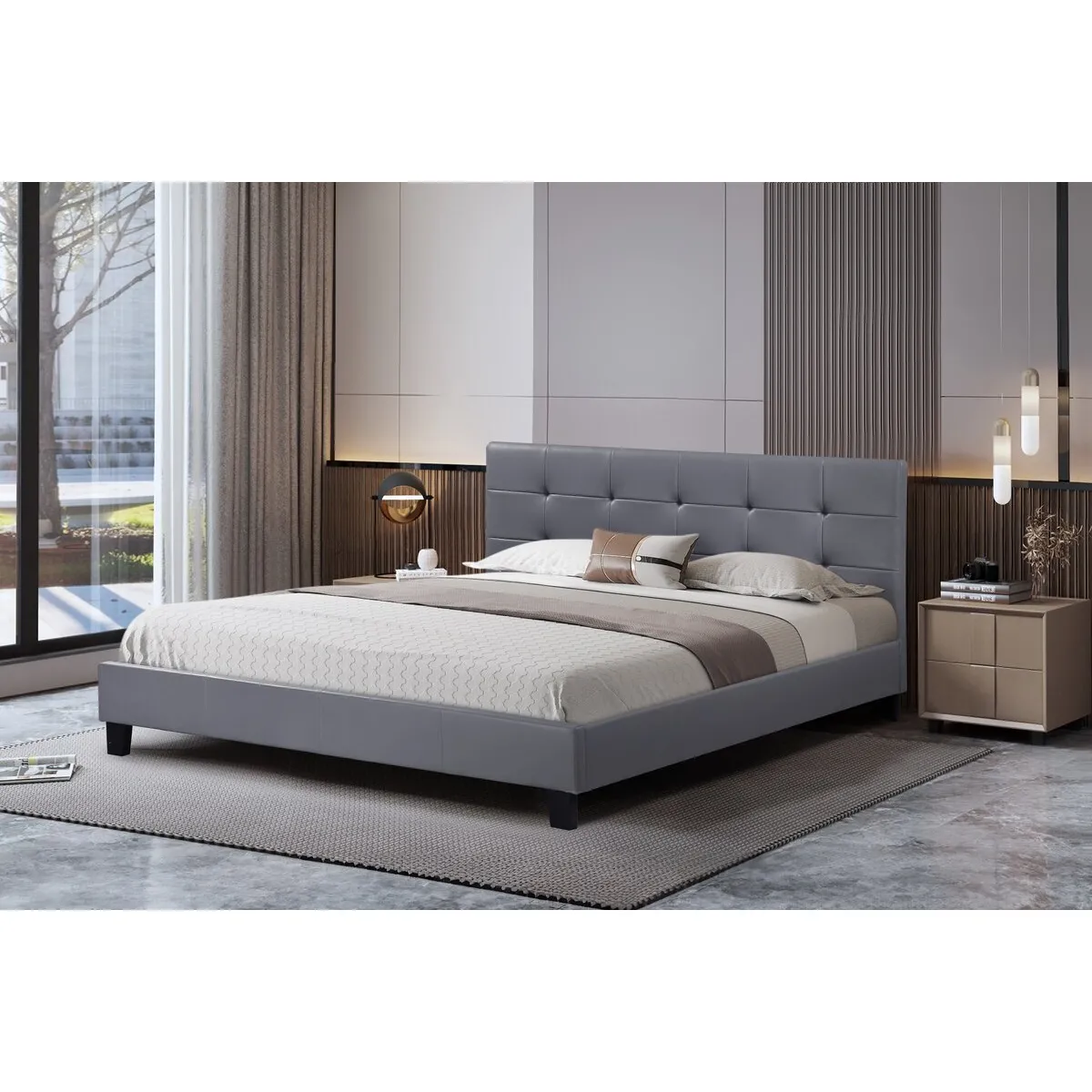 HABITAT ET JARDIN Lit Julia 160 x 200 cm - Gris clair