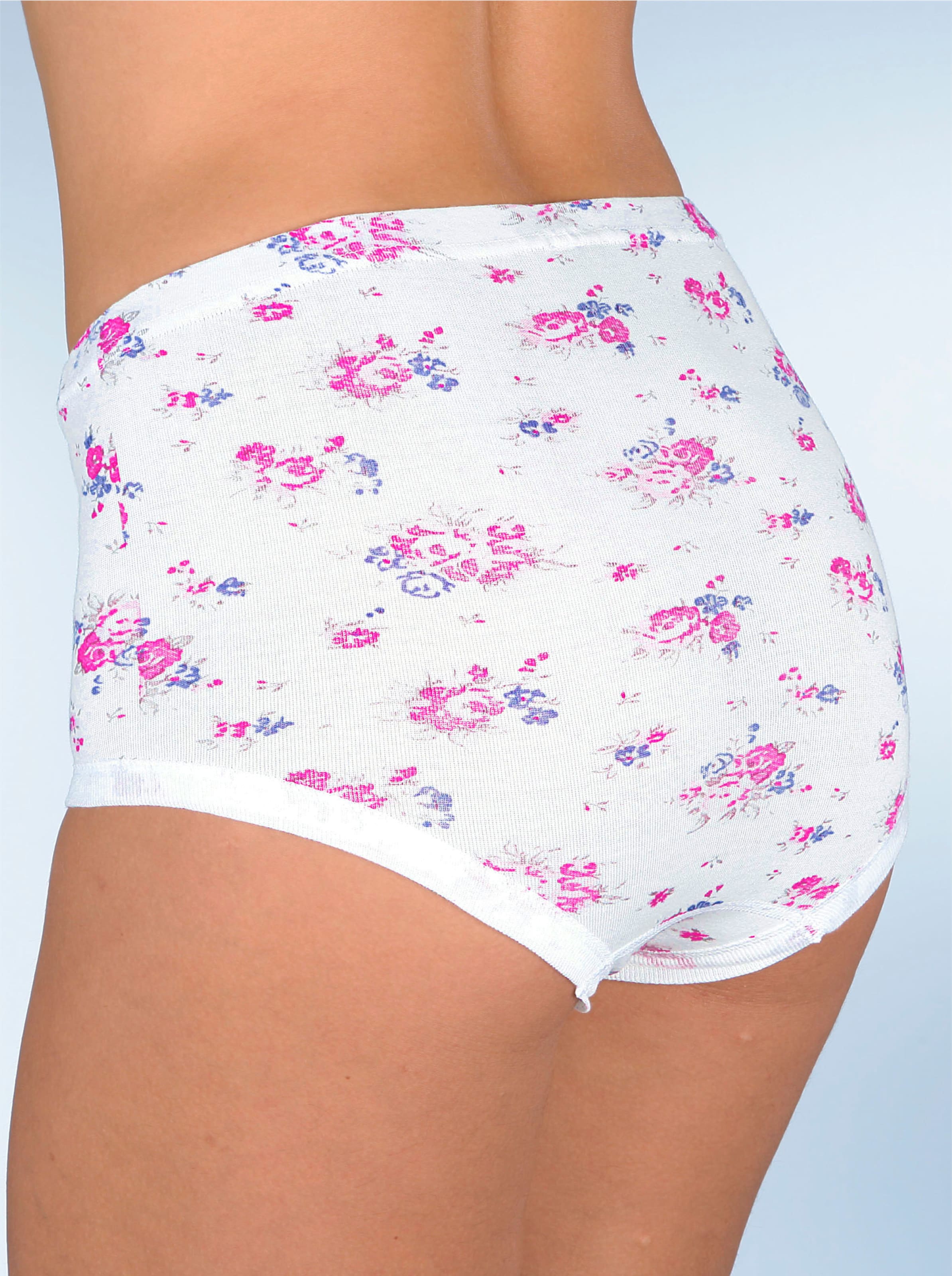 wäschepur Taillenslip in 5x rosé-bedruckt + 5x weiß-uni