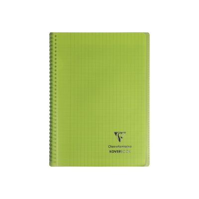 Clairefontaine Koverbook - Cahier à spirale polypro - A4 (21x29,7 cm) - 160 pages - grands carreaux (Seyes) - disponible dans différentes couleurs