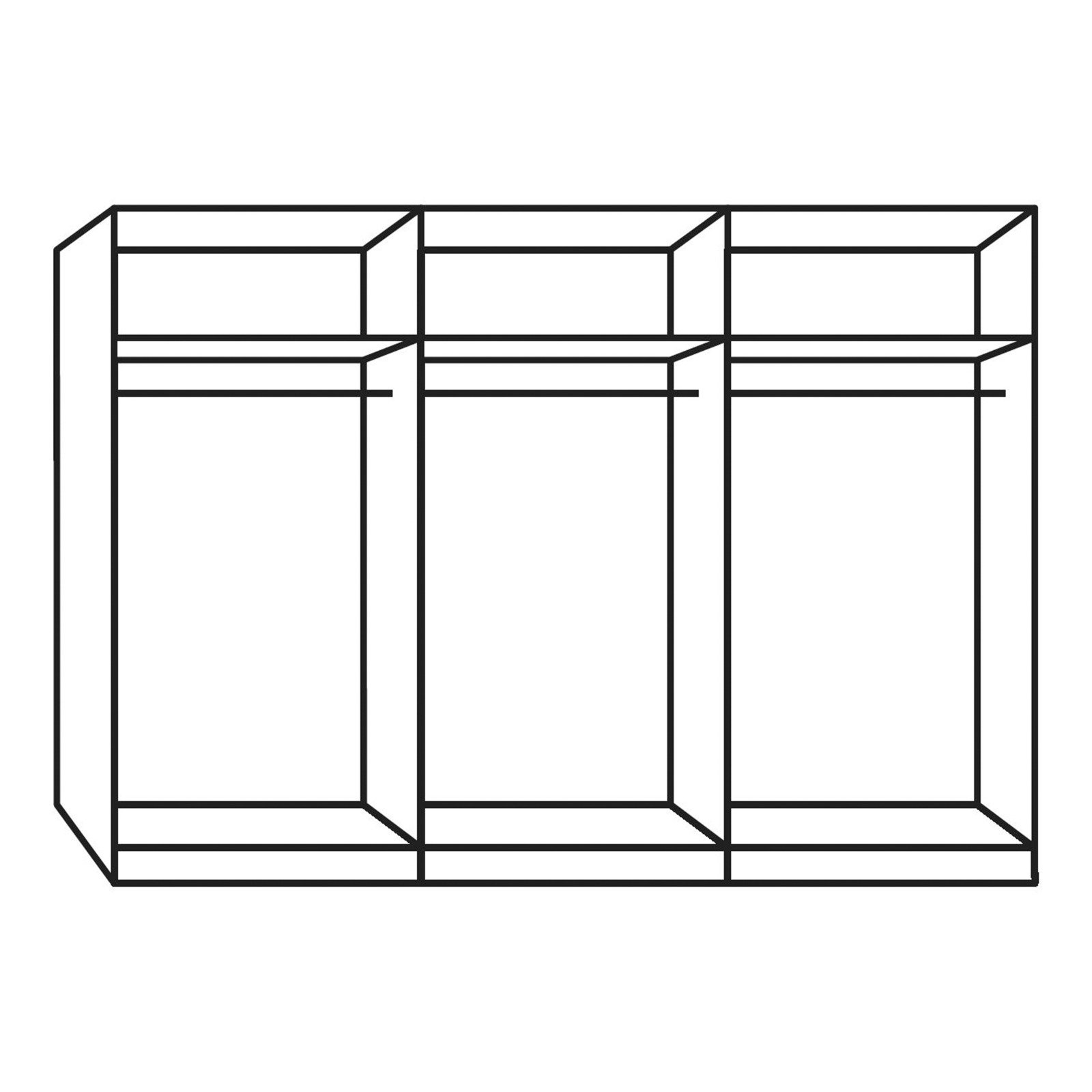 Schwebetürenschrank Schweizer 139 Eiche Natur weiss 304 x 215 x 65 cm, 304 cm