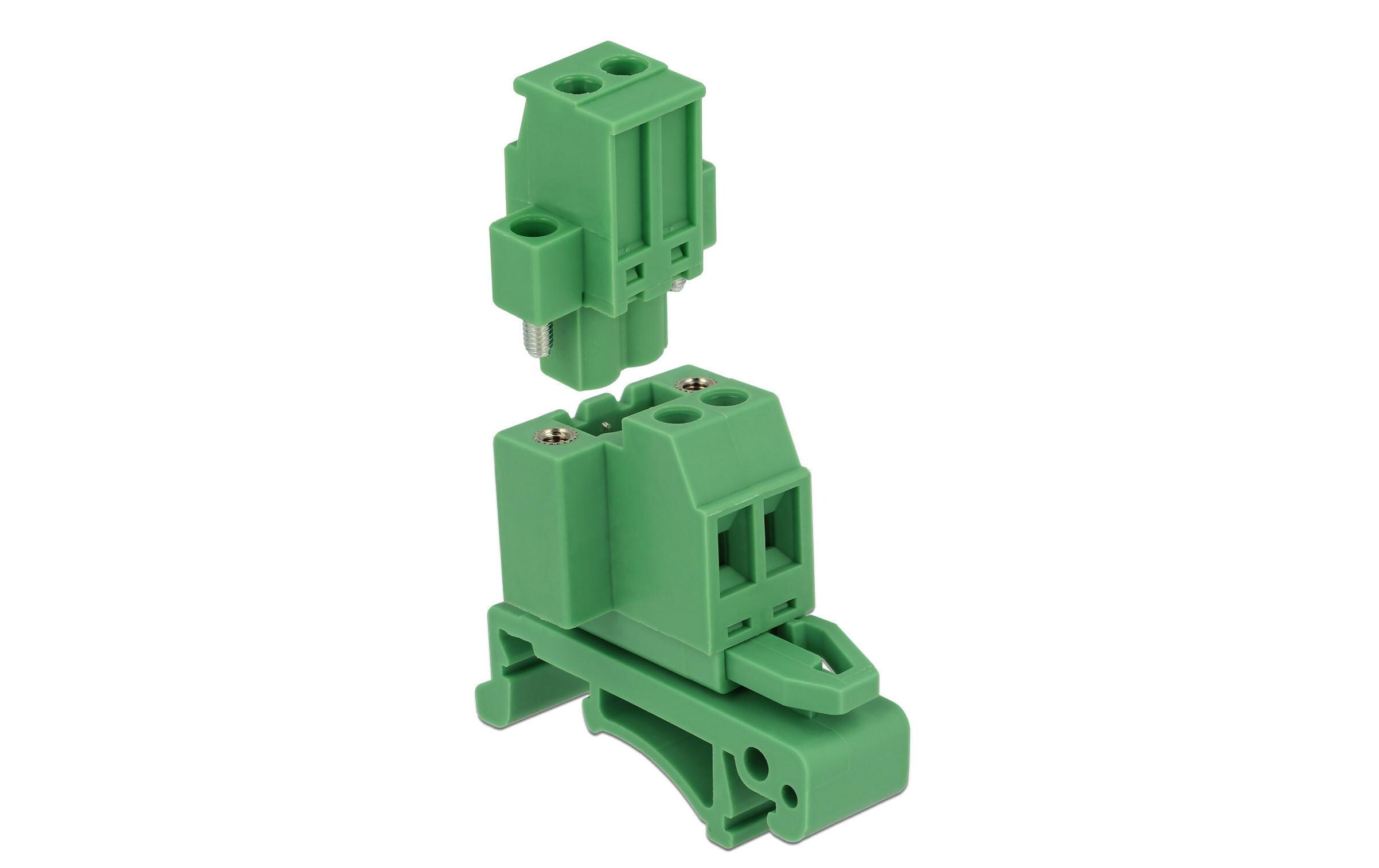 Hutschiene/DIN Rail Terminalblock 2PinDelock Terminalblock Set für Hutschienen 2 Pin mit Schraubverriegelung