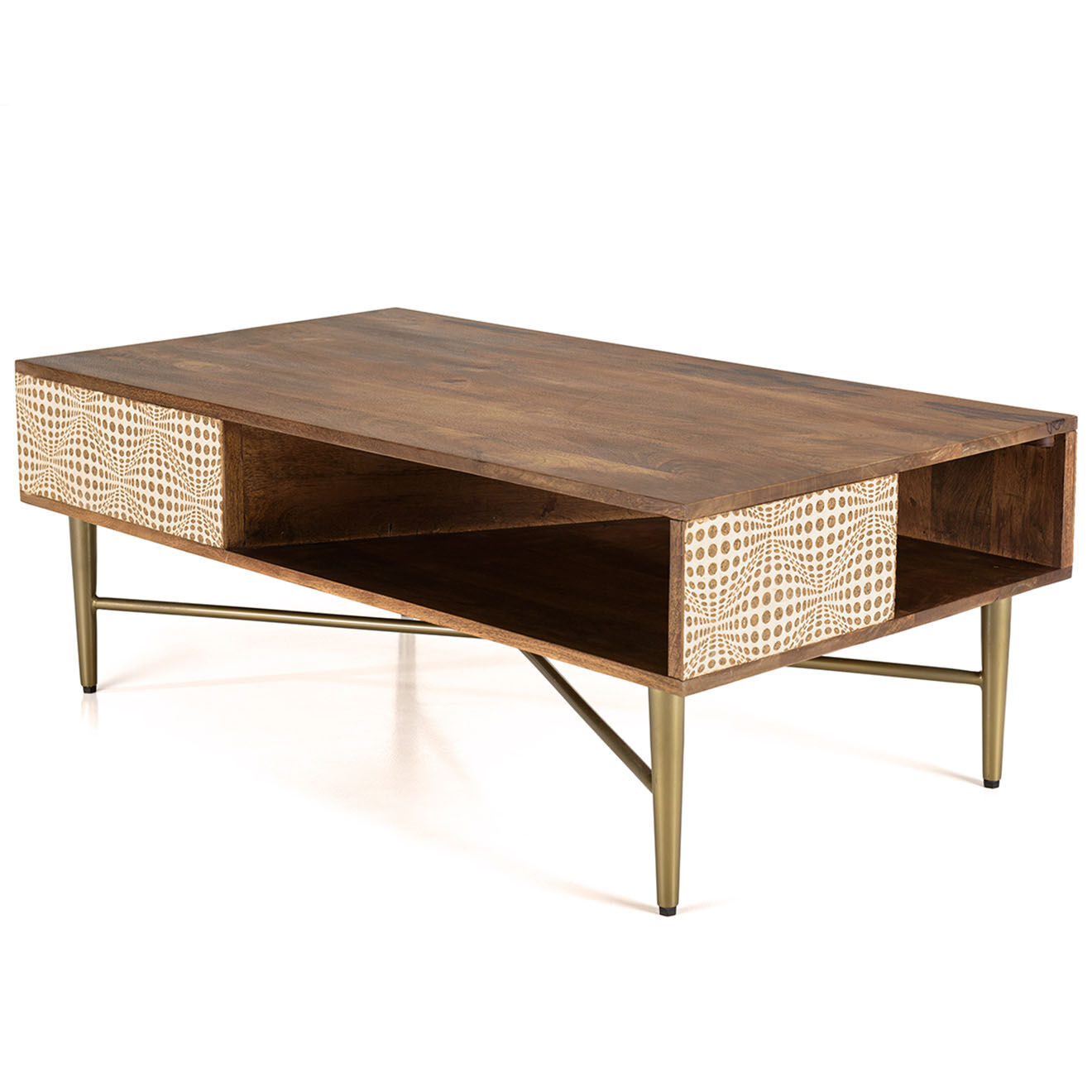 Macabane Table basse en bois de manguier 2 niches Alix marron - 116x65x47 cm