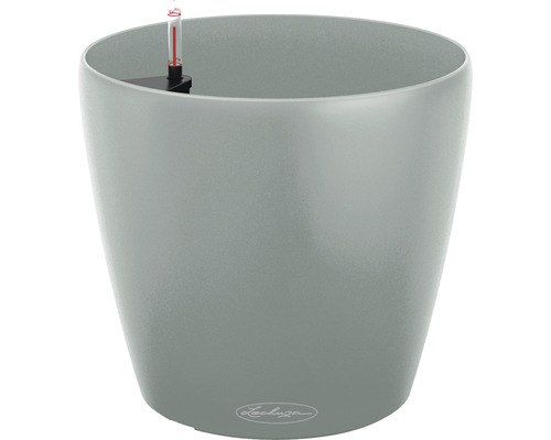 Lechuza Classico Eco plantenbak van 100% gerecycled kunststof, Ø 28 cm, lichtgrijs, inclusief zelfbewateringssysteem