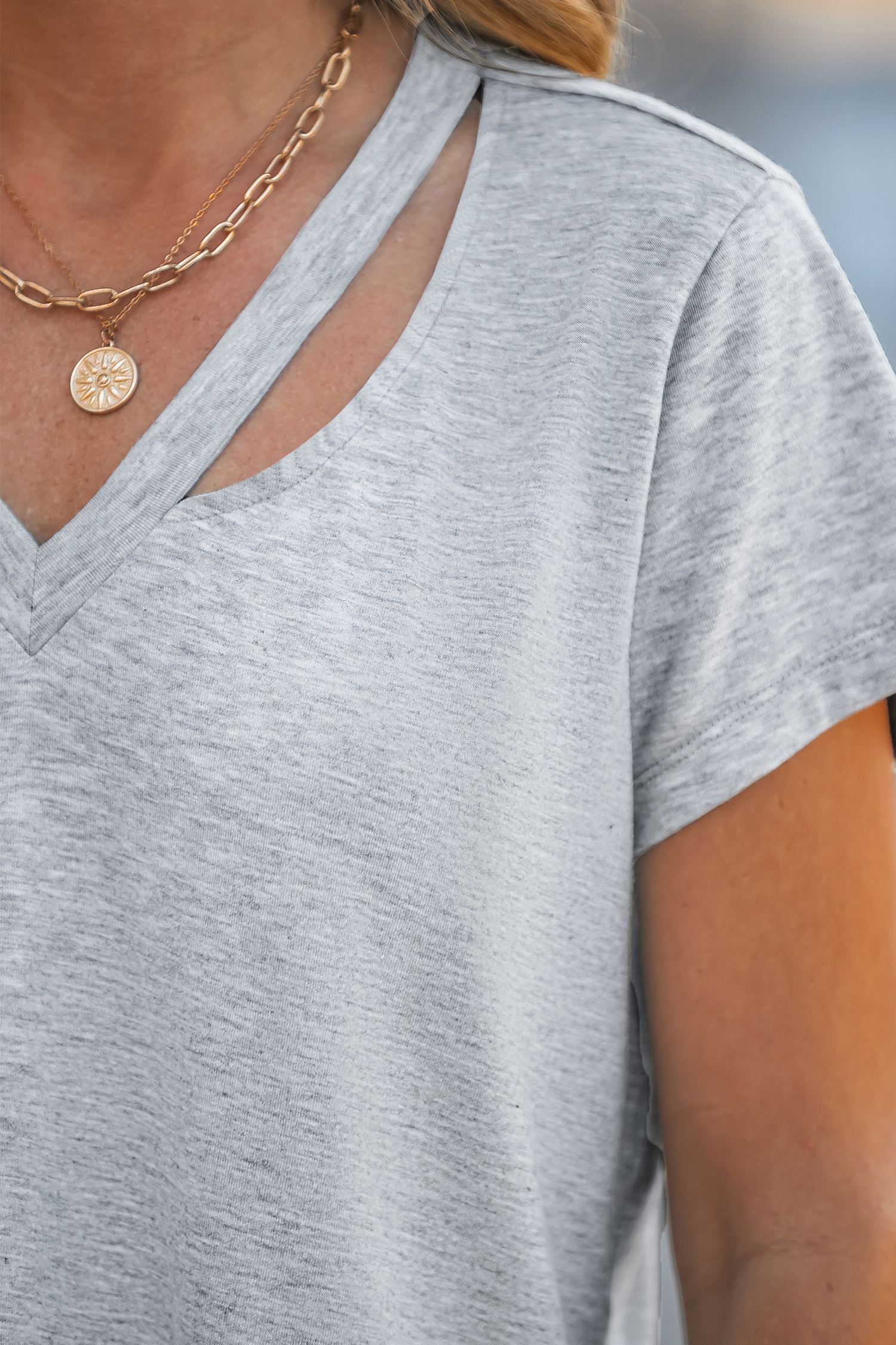 T-shirt découpé gris chiné