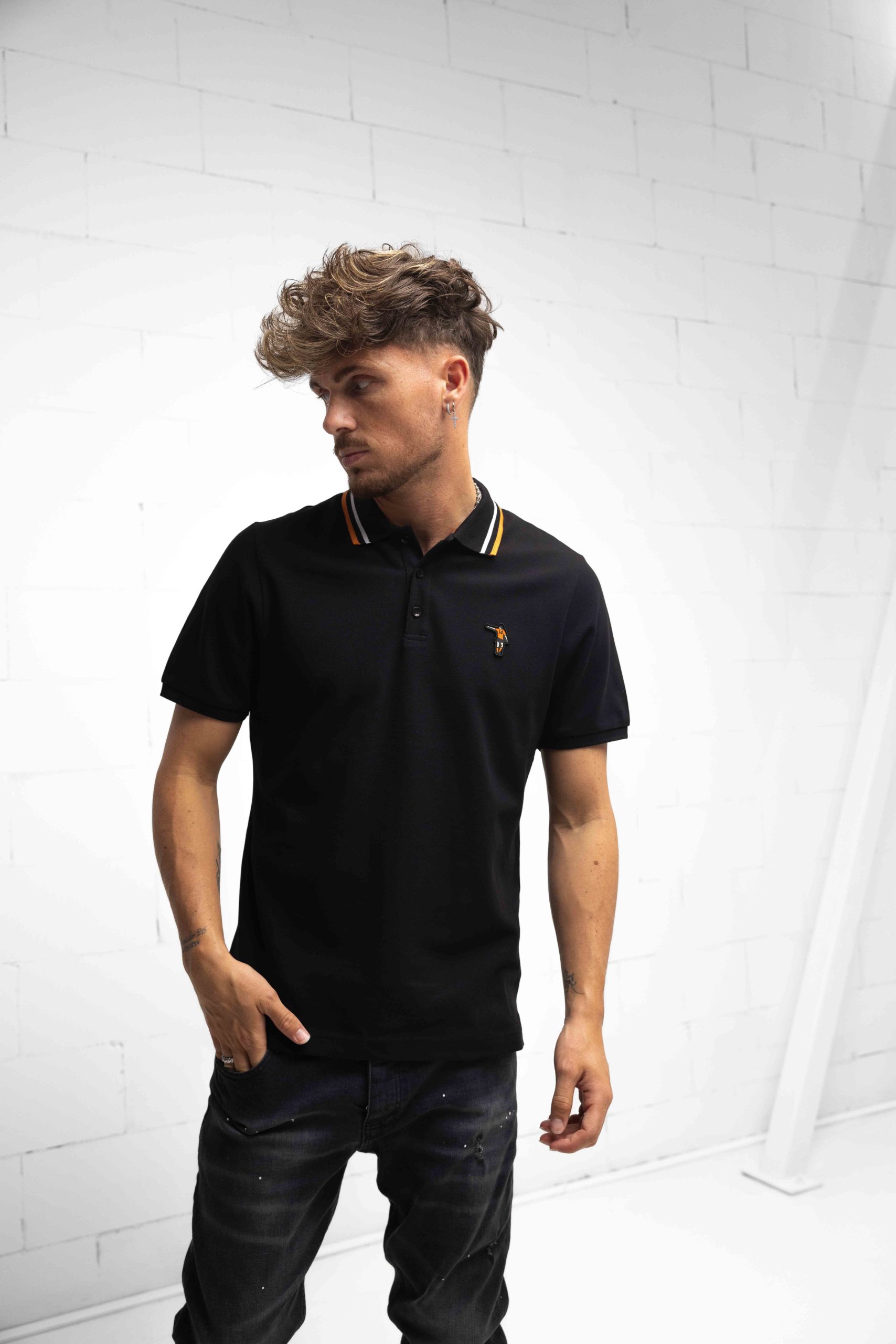 Cruyff Dos Rayas Polo Heren Zwart