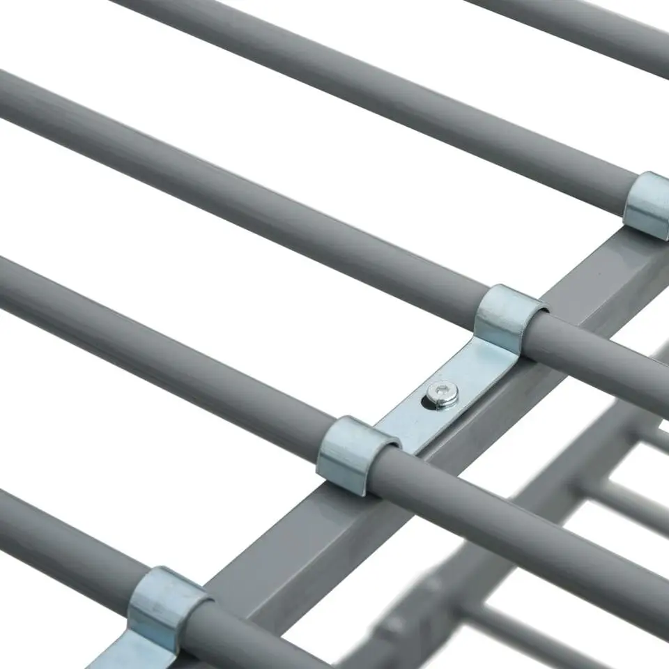 vidaXL - Metalen Stapelbed incl. hekwerk en zijladder - Grijs - 90x200 cm