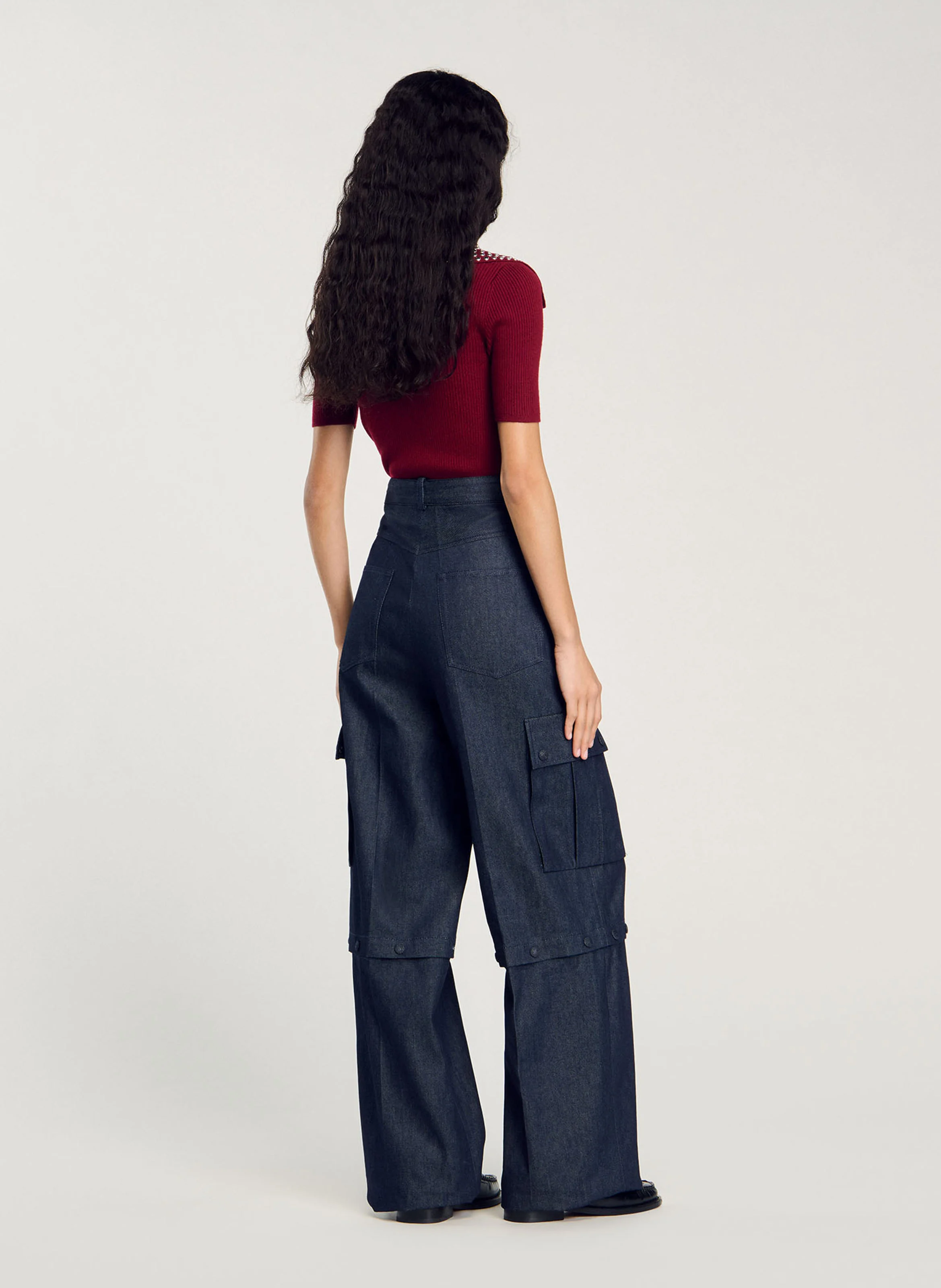 Pantalon large en coton | Bleu