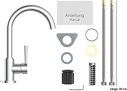 SCHÜTTE Cornwall 79161 Robinet de cuisine pivotant à 360 ° avec mitigeur monocommande Blanc : Bricolage