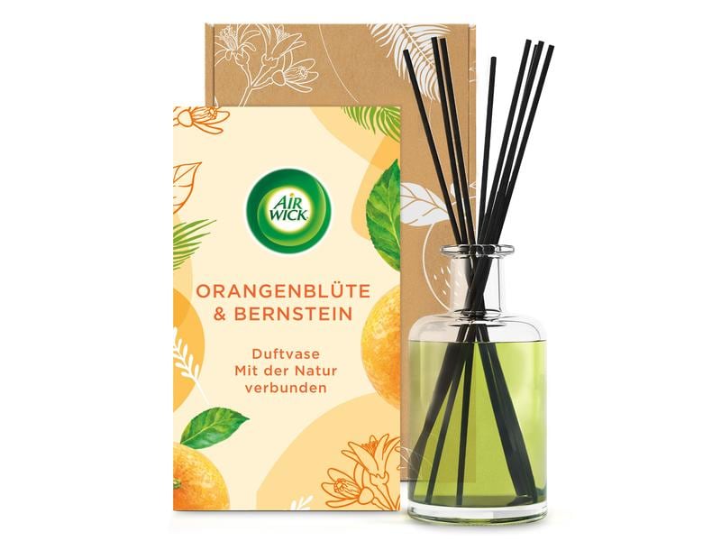 Air Wick Duftspender Orangenblüten und Bernstein 200 ml und Dekorative Duftvase mit dem sinnlichen Duft von Orangenblüte und Bernstein