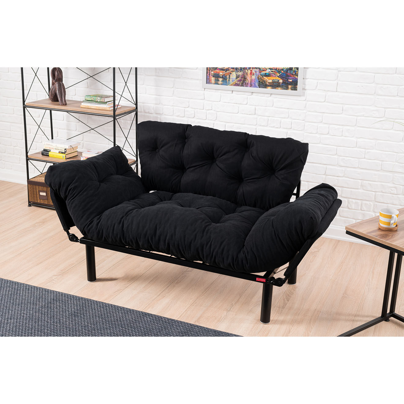 Atelier del Sofa Canapé 2 places convertible Nitta noir - 155x85x73 cm