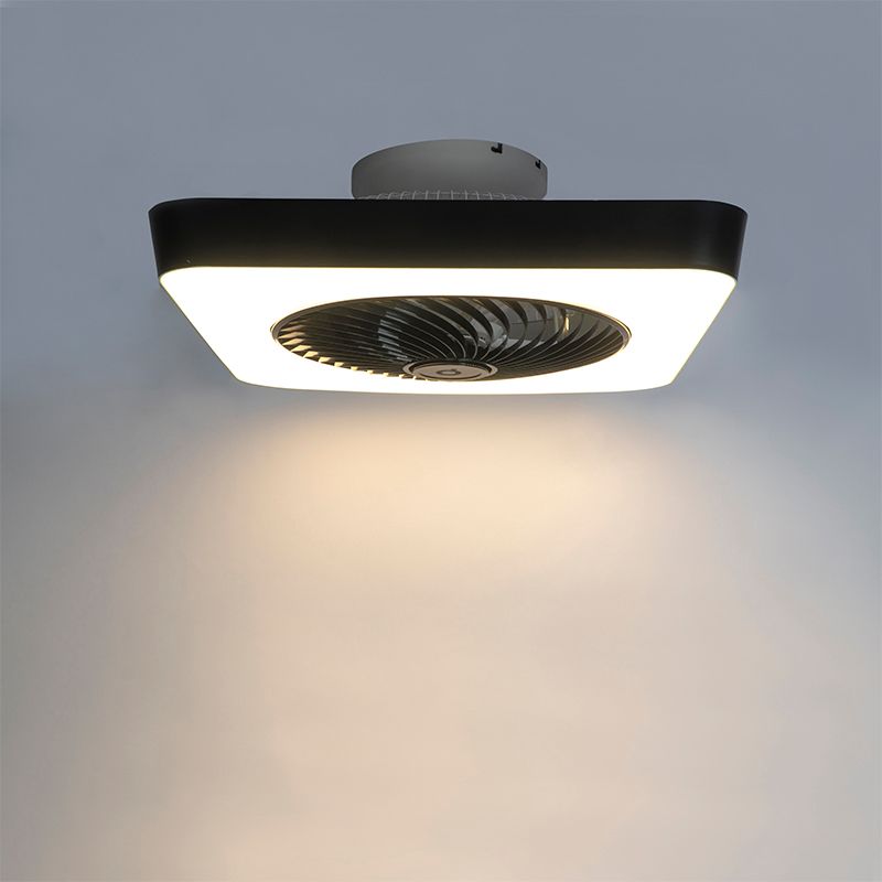 Plafondventilator vierkant zwart incl. LED dimbaar - Climo