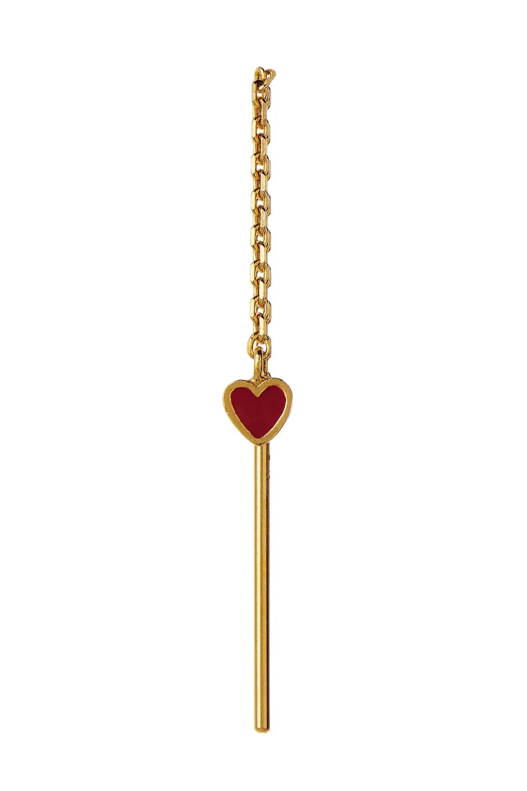 Stine A Dangling Love Heart Burgundy Enamel Earring