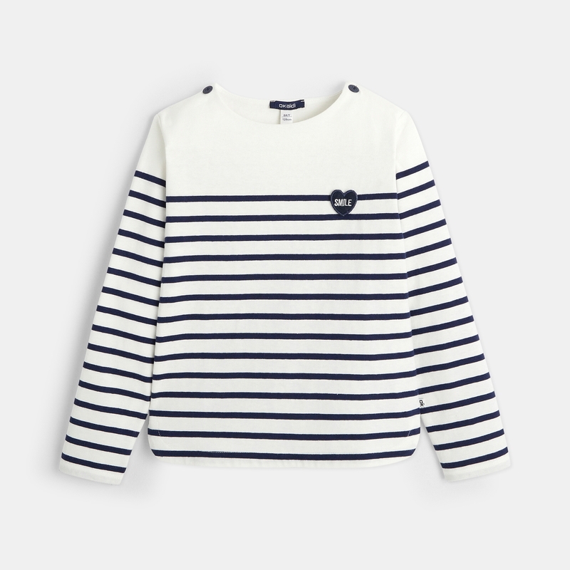 T-shirt marinière à personnaliser d'un cœur bleu fille