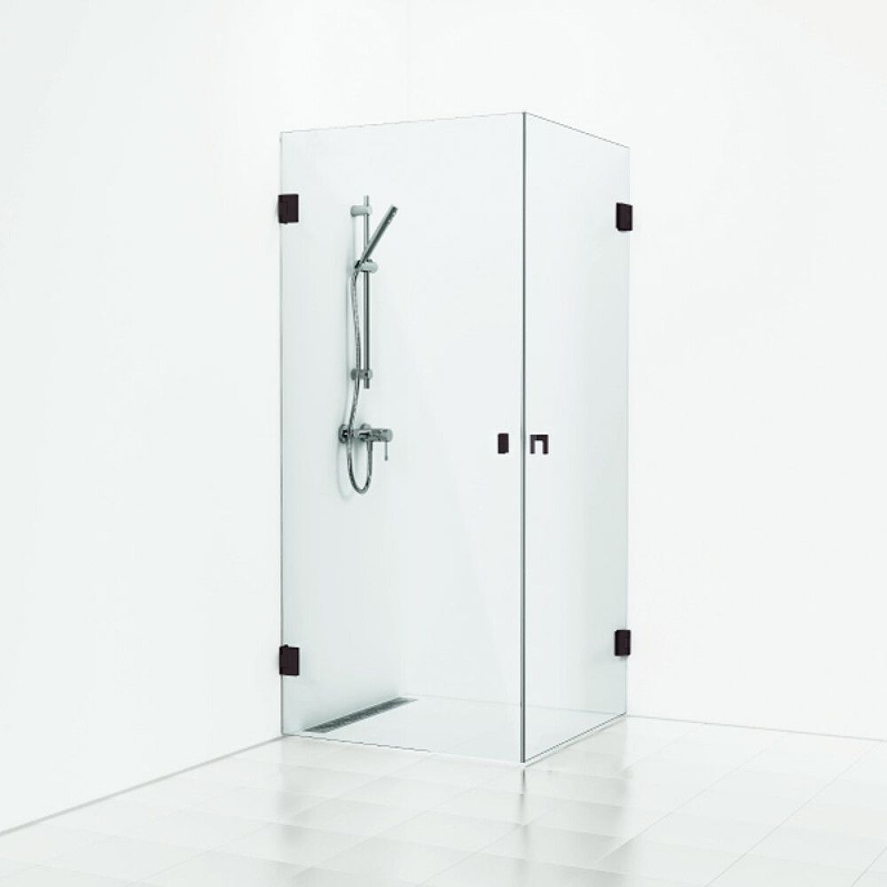 DUSJHJØRNE SVEDBERGS 180° 90X90CM KLARGLASS PROFIL SVART