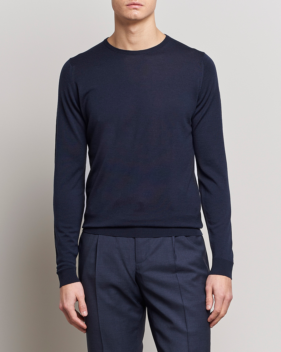 John Smedley Lundy Extra Fine Merino Crew Neck Midnight