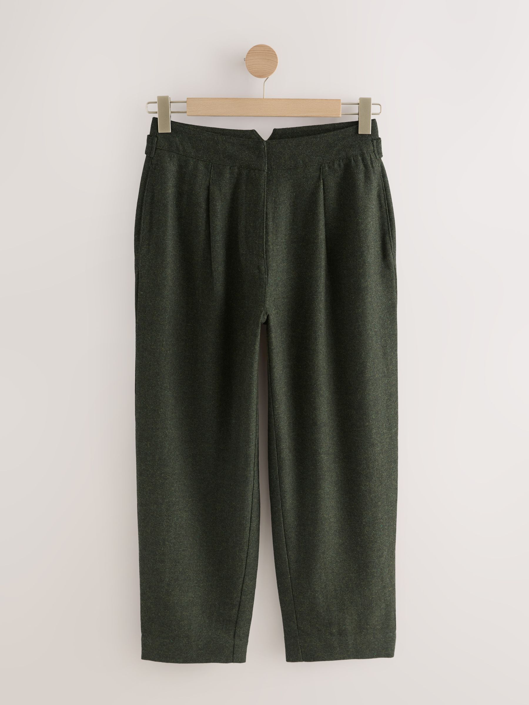 Donkergroen - N. Premium broek met tonvormige pijpen en wol
